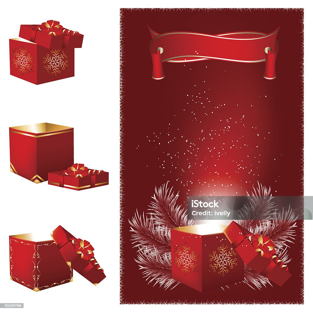 Magic Natale scatole regalo. - arte vettoriale royalty-free di Albero di natale