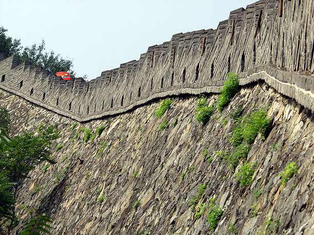 Grande Muralha, vermelho guarda-chuva - foto de acervo