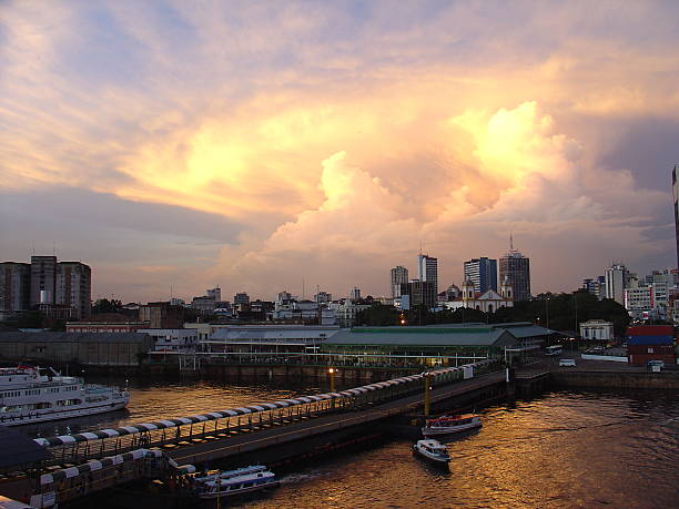 Pôr-do-sol da Amazônia - foto de acervo