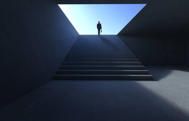 istock Successful businessman climbing on stair 933404846