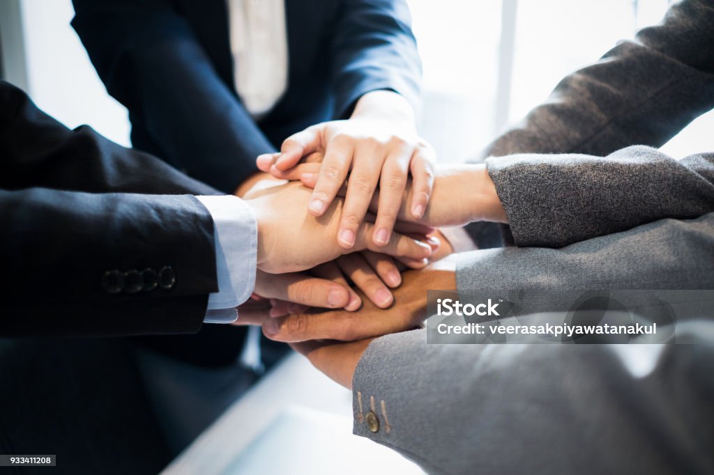 business teamwork group putting their hands together, business concept, teamwork concept Adult Stock Photo