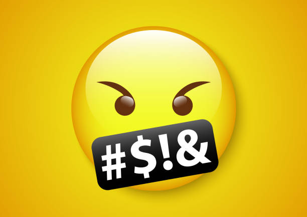 emoticon swearing face design vector of expression face from emoticon curse stock illustrations