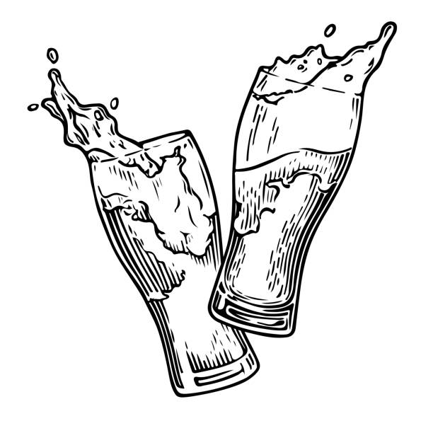 bier-spritzer 3 - alcohol isolated white white background stock-grafiken, -clipart, -cartoons und -symbole