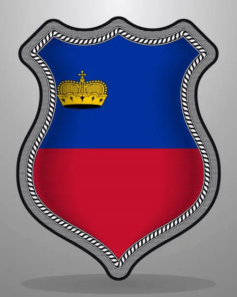 Vector illustration of Flag of Liechtenstein. Vector Badge and Icon. Horizontal Orientation Version