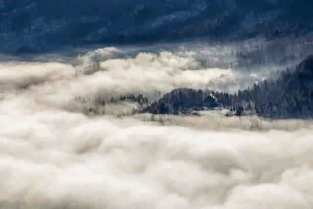 Bohinj valley in mist