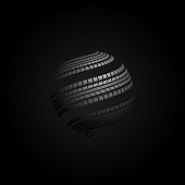 Black background with white gradient globe tire track silhouette