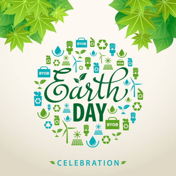 Ecology elements forming an earth shape to celebrate the Earth Day