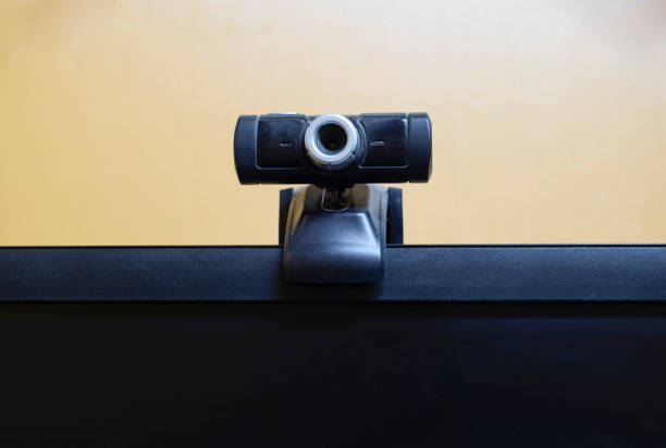 Web camera, attached to the monitor. Equipment for video.