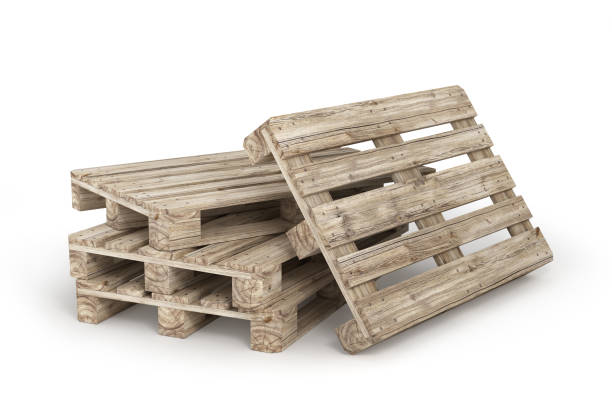 istock Stack of old wood pallets isolated on a white. 3d illustration 933454270