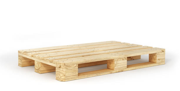 stack of wood pallets isolated on a white. 3d illustration - palete imagens e fotografias de stock