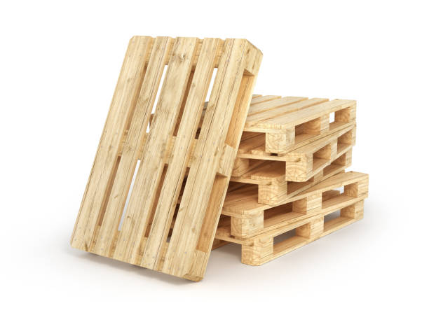 istock Stack of wood pallets isolated on a white. 3d illustration 933454470