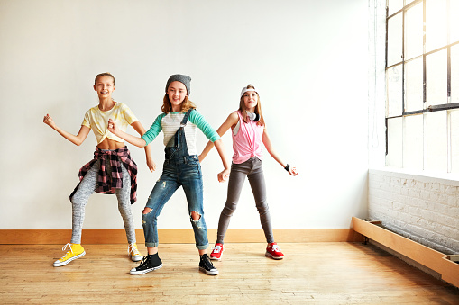 Shot of young girls dancing in a dance studio