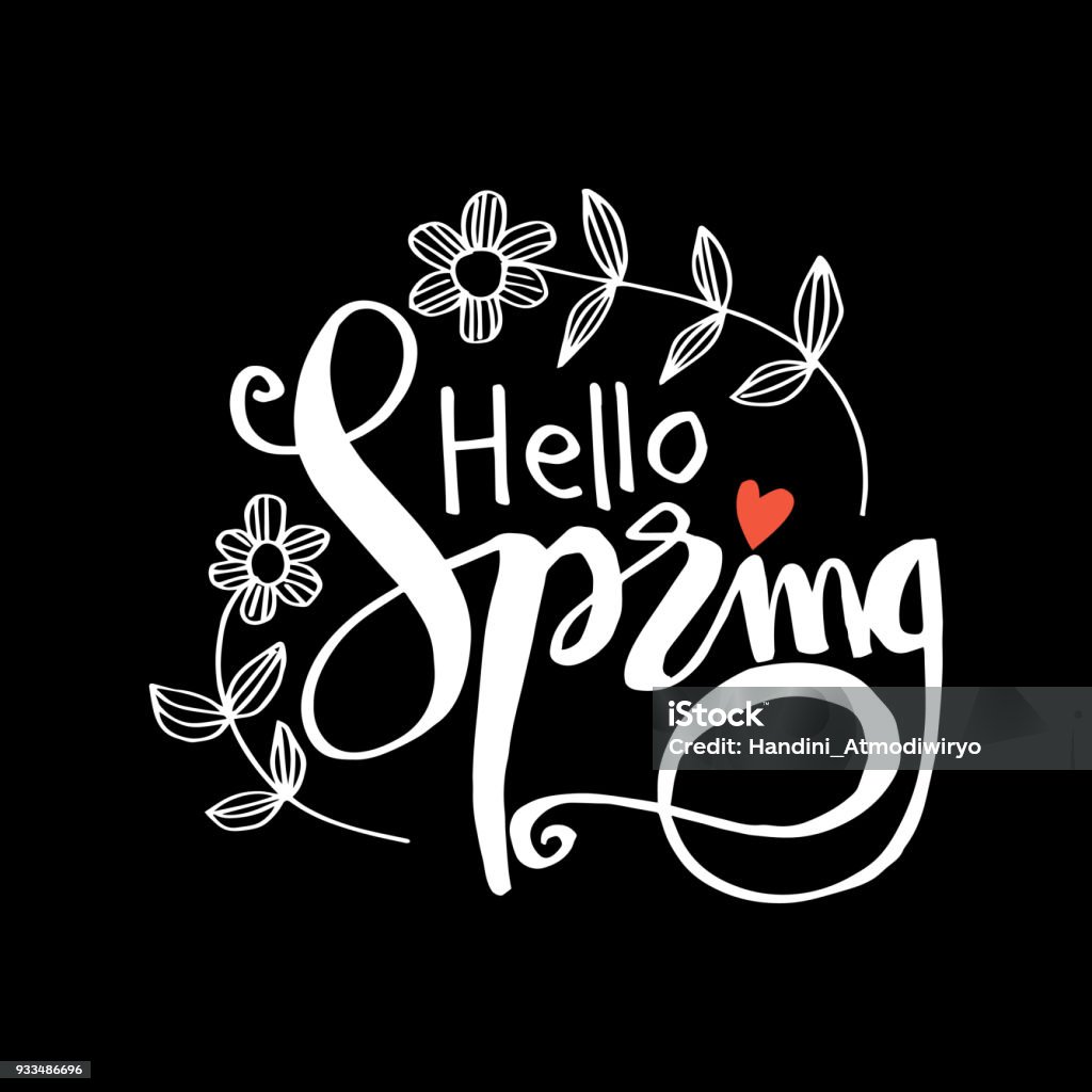 Hello Spring One Line Hello Spring Lettering Stock Illustration - Download Image Now - Hello ...