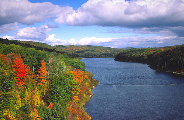 осень цвета - река коннектикут стоко�вые фото и изображения