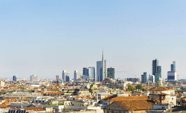 istock Milan modern and old architecture cityscape. 933499524