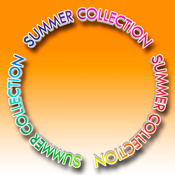 istock Stock Illustration - White Text: Summer Collection, Multi Colored top, 3D Illustration, Bright Against the Orange Colored Gradient Background. 933499550