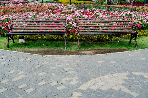 istock Metal bench in the park 933516992
