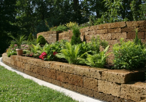 Stone wall in the garden