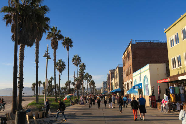 panorama de venice beach - santa monica - fotografias e filmes do acervo