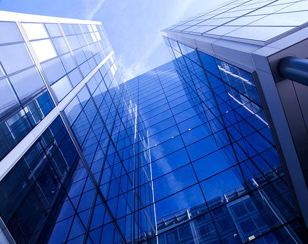 istock Close-up looking to the sky at a generic corporate building 93354952