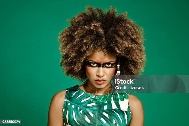 Fashion Portrait Of Angry Afro American Young Woman Stock Photo - Download Image Now