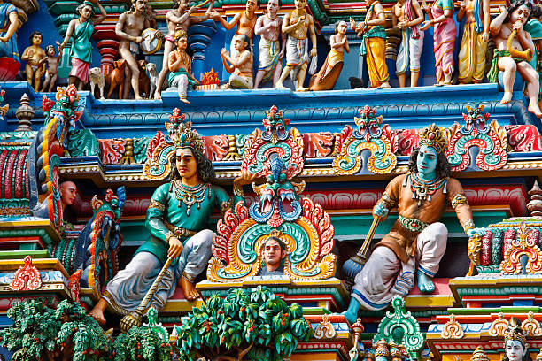 Gopuram (tower) of Hindu temple Gopuram (tower) of Hindu temple  Kapaleeshwarar., Chennai, Tamil Nadu, India kapaleeswarar temple photos stock pictures, royalty-free photos & images
