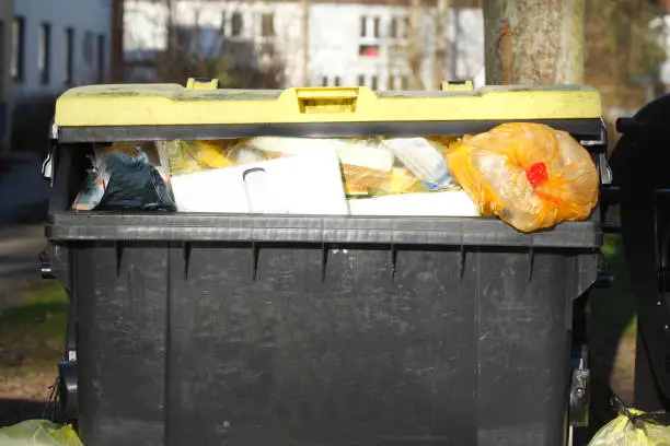 Photo of Yellow tonne, recyclable bins for plastic waste