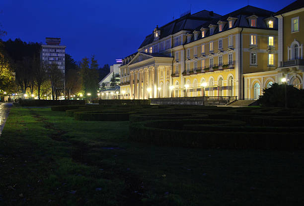 istock Park and old spa buildings at night 93356008