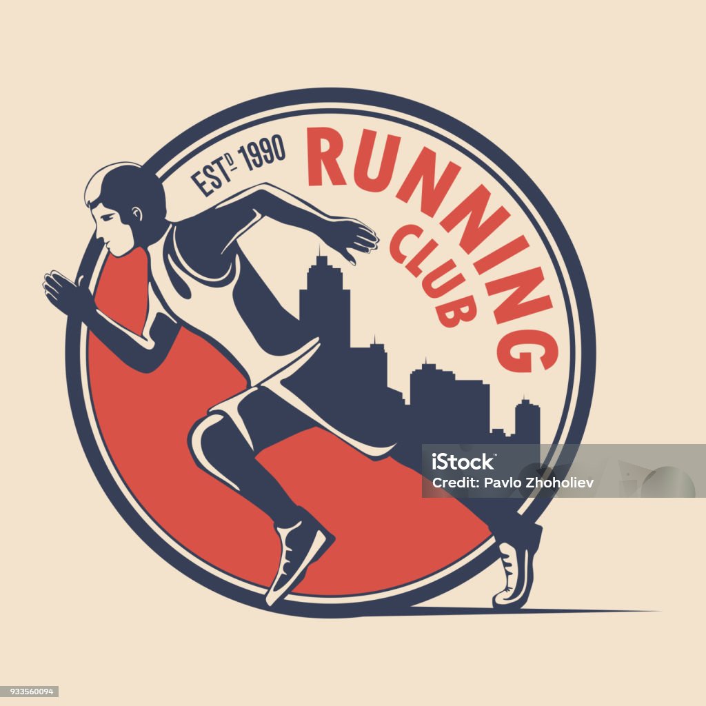 Unique logo design for a running club. a symbol for a sports organization, a tournament, a marathon. Vector illustration Running stock vector