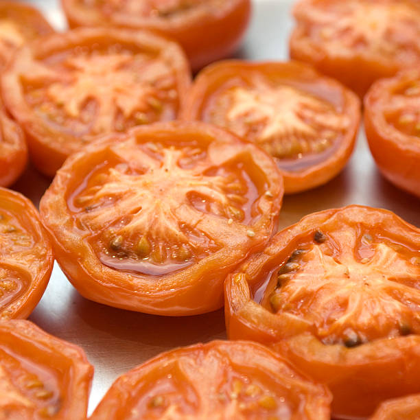 Grilled tomatos stock photo