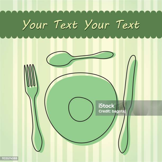 Cutlery And Plate Stock Illustration - Download Image Now - Abstract,  Backgrounds, Cartoon - iStock