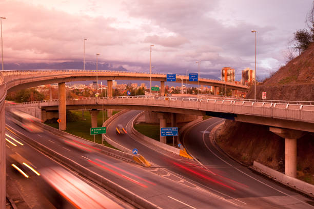 Freeways intersection at Vitacura district in Santiago de Chile