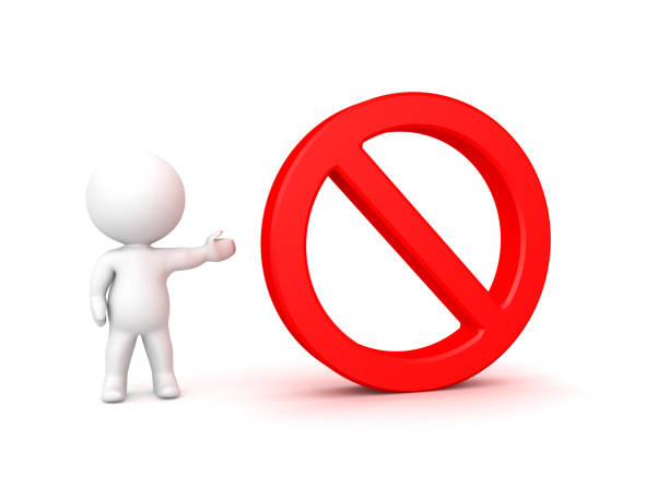 istock 3D Character showing red forbidden sign 933583182