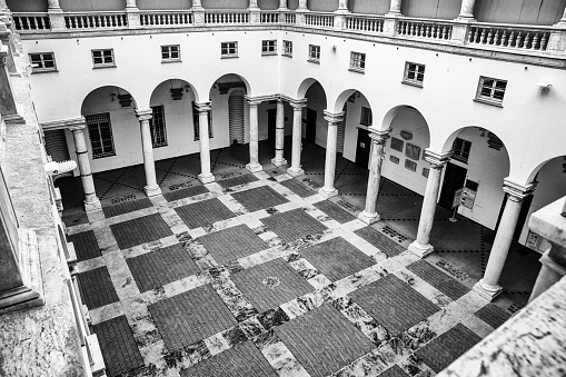 The inner courtyard of the Palazzo Ducale in Genoa photographed from the top Sunday 11 February 2018