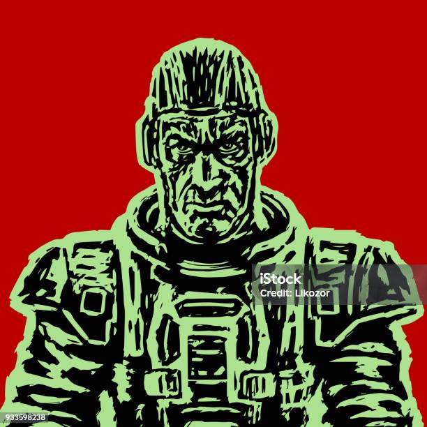 Old Astronaut In A Space Suit Without A Helmet Stock Illustration - Download Image Now - Abstract, Adult, Adults Only