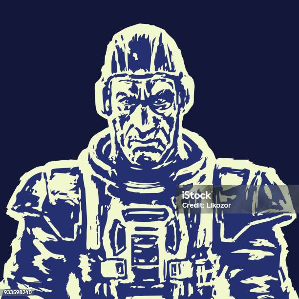Old Spaceman In A Space Suit Without A Helmet Stock Illustration - Download Image Now - Cosmonaut, Active Seniors, Adult