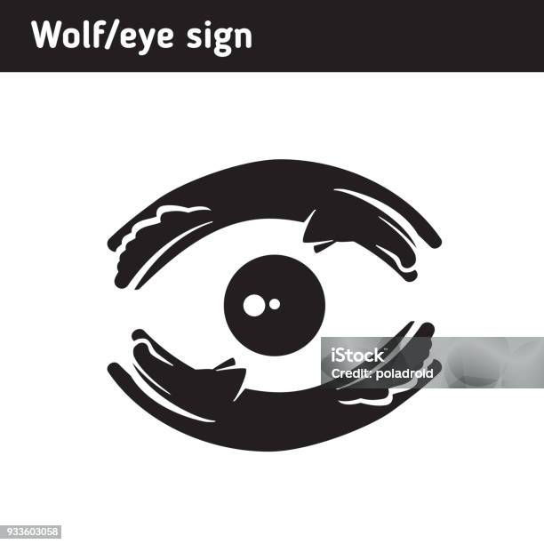 Sign Of Wolves And Moon Eye Stock Illustration - Download Image Now - Abstract, Animal, Animal Body Part