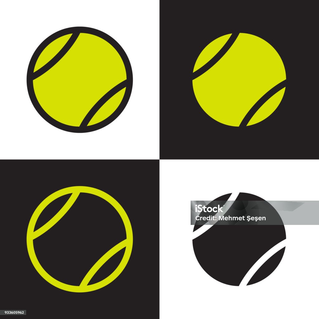 Tennis ball icons green and black color tennis balls Tennis Ball stock vector