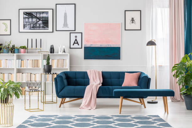 istock Blue elegant living room interior 933606156