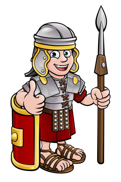 ilustrações, clipart, desenhos animados e ícones de personagem de desenho de soldado romano - roman army isolated on white classical greek