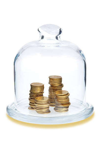 istock Safe deposit and transparent money on white 93361464