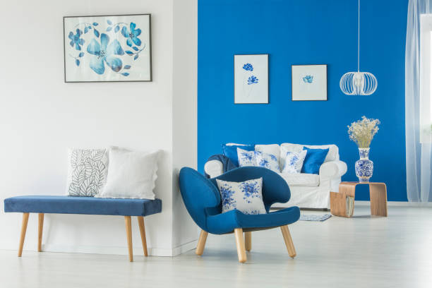 istock Velvet bench against white wall 933615476