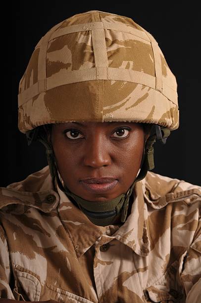 istock Female Soldier Portrait 93361668