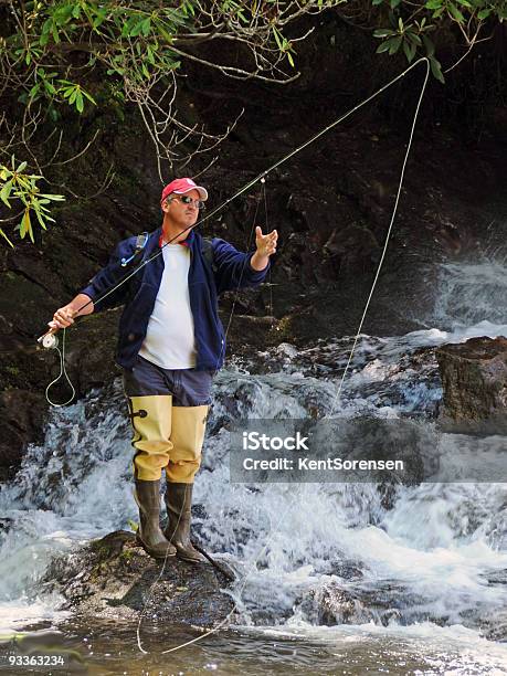 Photo libre de droit de Pêche À La Mouche Dans La Nature banque d'images et plus d'images libres de droit de Pêche à la mouche - Pêche à la mouche, Caroline du Nord - État américain, Cascade