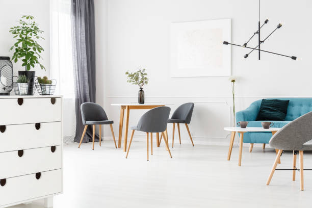 istock Grey and blue living room 933637446