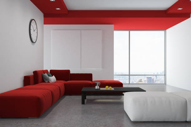 istock White and red living room, posters 933637776