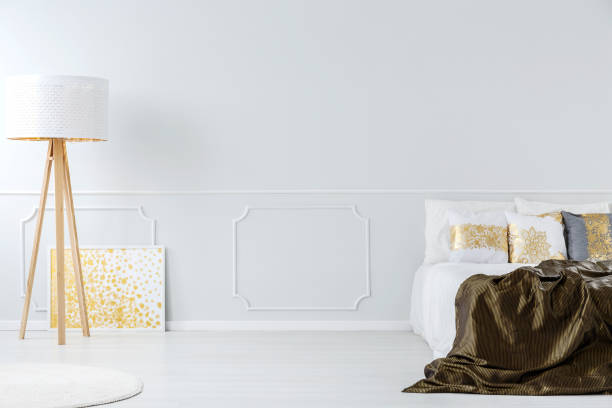 istock Elegant gold bedroom interior 933647384