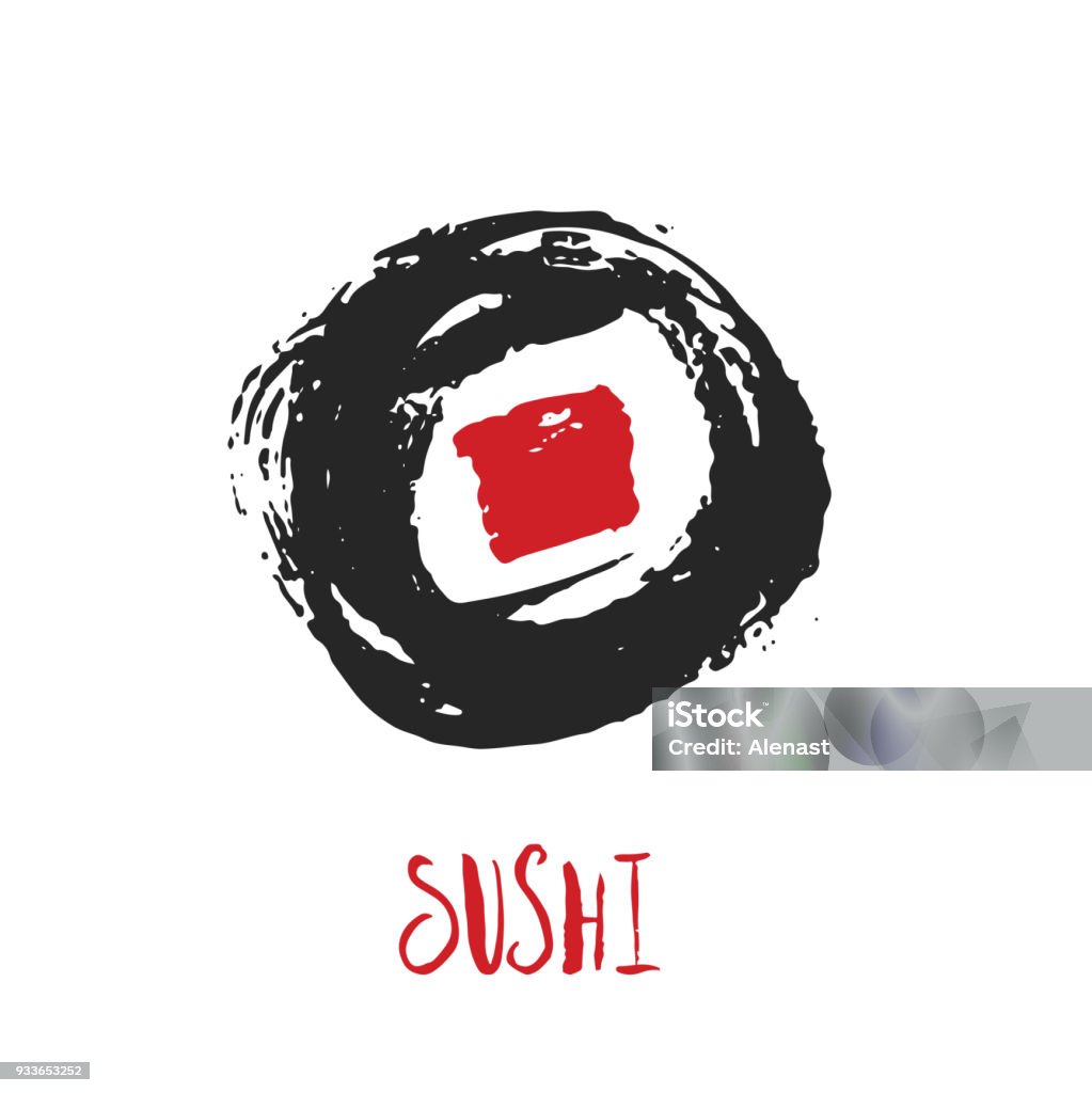 Sushi Cuộn Grunge Logo Miễn Phí Cho Nhà Hàng Hoặc Quán Cà Phê Ẩm ...