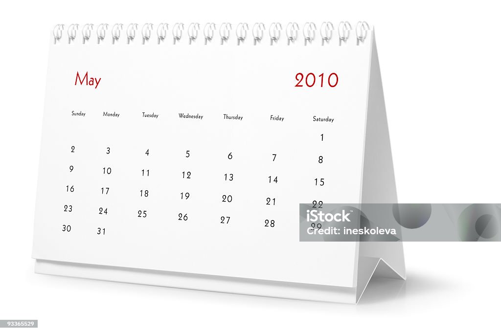 Jahr 2010, Monat Mai-desktop-Kalender - Lizenzfrei Clipping Path Stock-Foto