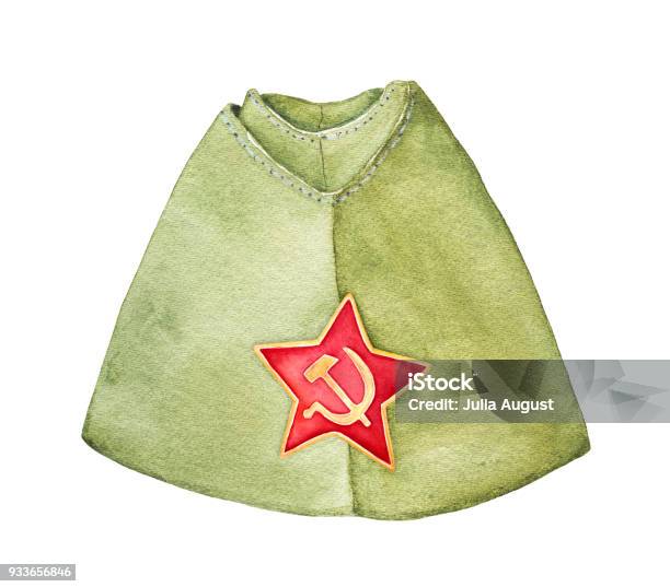 Russian Military Forage Cap With Red Star Badge Front View Stock Illustration - Download Image Now